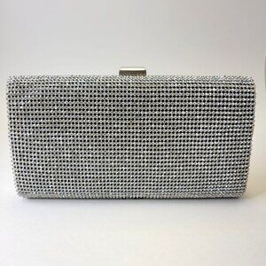 Rhinestone Silver and Black Clutch Purse Wedding Clutch Sequin Evening Purse